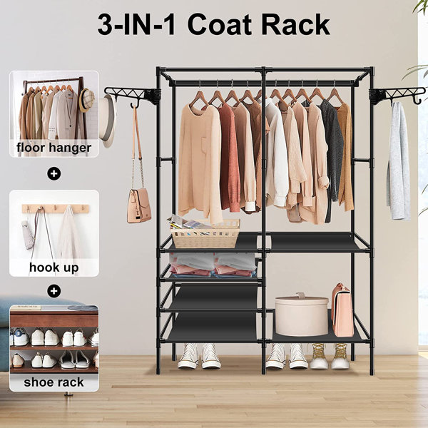 Symple Stuff Clothes Rail With 6Tier Storage Shelf 2 Hooks,Tidy Rails